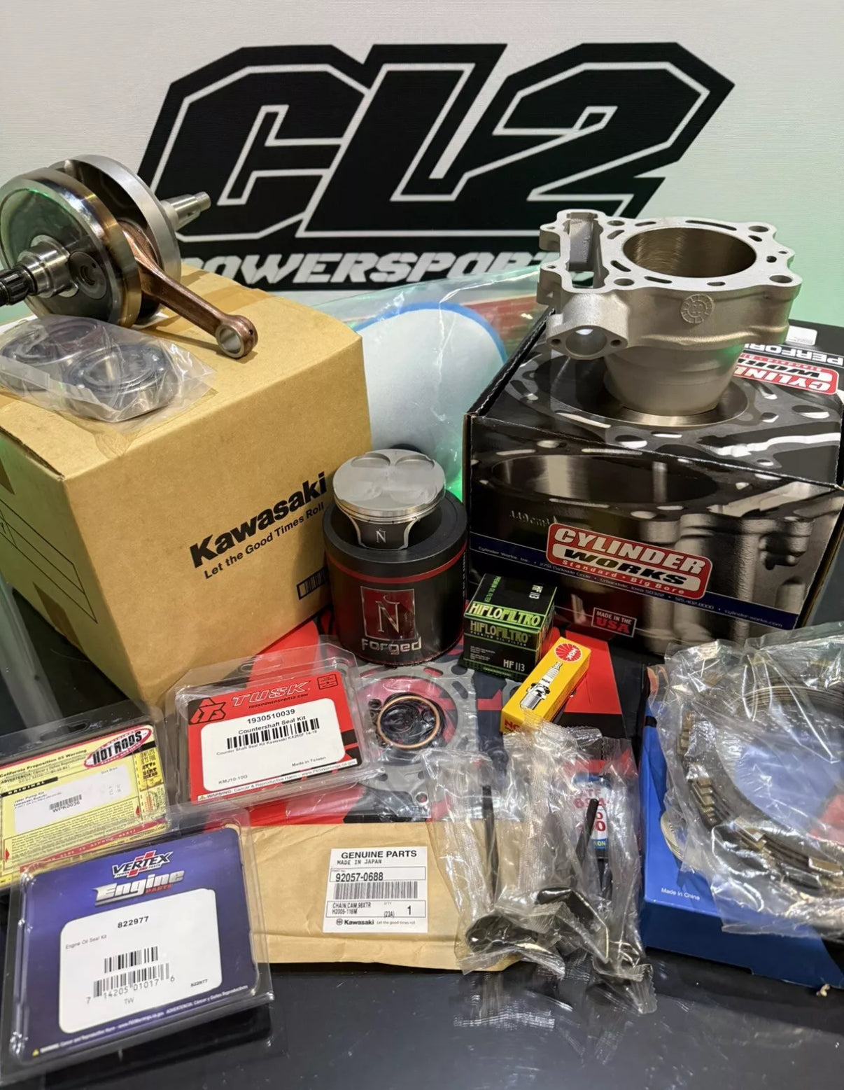 2018-2019 Kawasaki KX250F Complete Engine Motor Rebuild Kit + Transmission Bearings